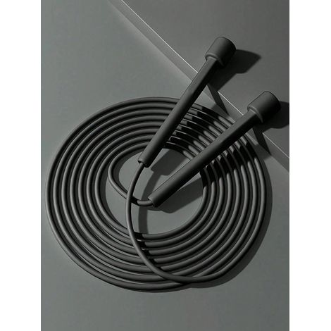 Corde à sauter unisexe ajustable pour fitness aérobie, séances de gym, fabriquée en PVC avec poignées en plastique, corde à sauter légère et rapide - Noir