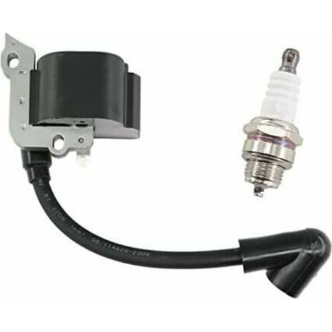 Bobine d'Allumage avec Bougie d'Allumage pour Tondeuses Stihl FS38, FS46, FS45, FS55, FC55, FC55Z, FC55 DZ, HL45, HL45Z, HS45, HS45Z, KM55, KM55RZ, KM55C, KM55R, Remplace le Numéro 4140 400 1 (1/5)