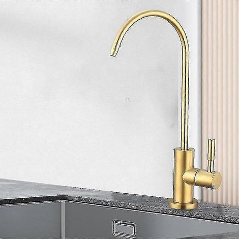 Robinet purificateur d'eau avec finition or brossé, système de filtration d'eau potable par osmose inverse, en acier inoxydable (1/4)