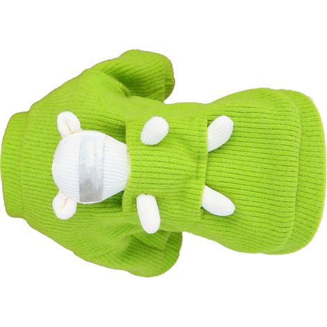 Pull pour chien épais, vêtements d'hiver, laine tricotée, ours mignon, forme de jouet, vêtements chauds, vert L