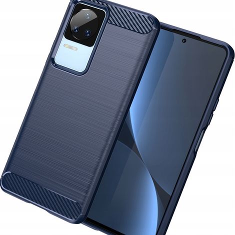 Custodia in carbonio per Xiaomi Poco F4 5G, custodia flessibile in silicone effetto carbonio blu (1/5)