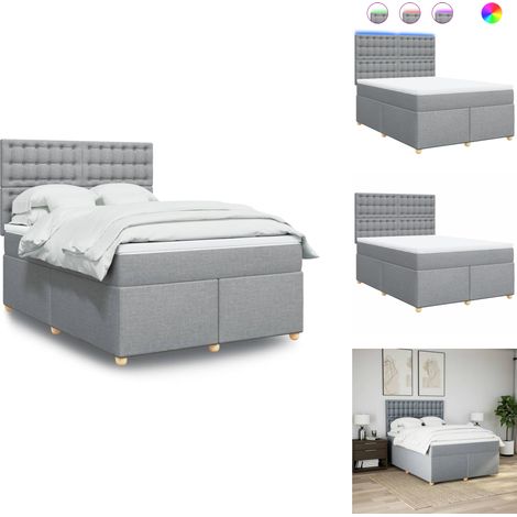 Sommier à lattes de lit avec matelas Gris clair 160x200cm Tissu - Sommier À Lattes De Lit - Sommiers À Lattes De Lit - Lit - Meuble De Chambre À Coucher (1/5)