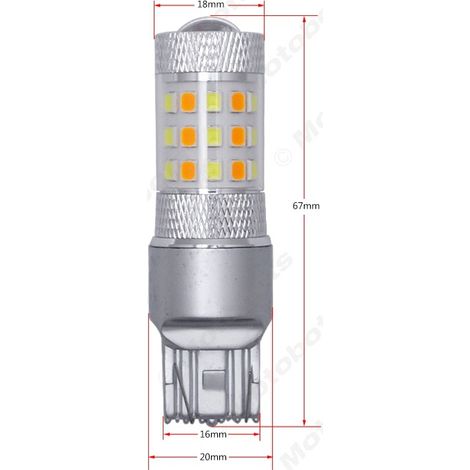 7443 2835-42 LED Car Turning Light, White and Yellow Dual-Color LED Daytime Light and Brake Light with Lens (1/4)