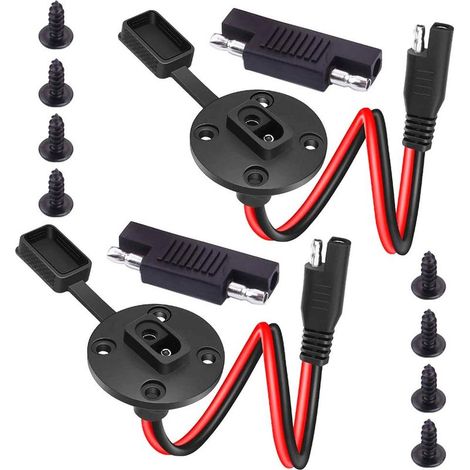 2 SAE-Verlängerungskabel, wasserdichter Stecker, 12AWG Kupferdraht, Polaritätsadapter, für Motorrad-Solarpanel (1/5)