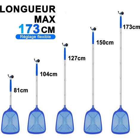 KGC Épuisette De Piscine avec Manche, 81-173 cm Épuisette À Mailles Ultra-Fines pour Piscines, Bassins À Poissons, Spas, Bassins De Jardin, Algues, Piscines Gonflables, pour Bestway Et pour Jacuzzis (1/4)