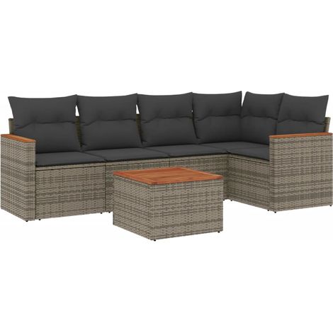 Maison Exclusive - 6-tlg. Garten-Sofagarnitur mit Kissen Grau Pol