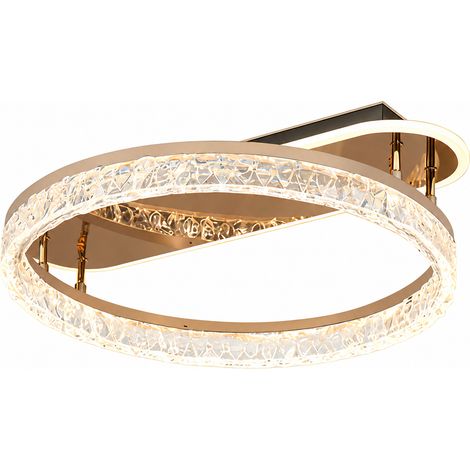 Plafonnier LED doré à un anneau en cristal, modèle A – NUNZIA CASA
