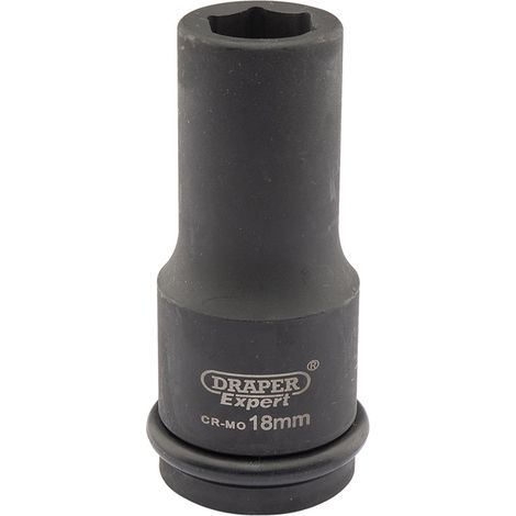 Draper Expert HI-TORQ® 18mm 3/4-Inch Drive Deep Impact Socket with 6-Point Hexagon, Heavy-Duty Metric Deep Socket for High Torque Applications (1/5)