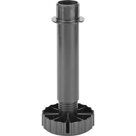 Hettich – Pied de meuble réglable noir Ø34 – Hauteur 180 mm – Réglage de -11 à +25 mm – Charge max 450 kg – Installation facile avec tournevis