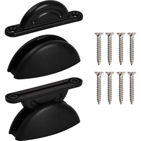 2 PCS Caravane Retenue D'arrêt de Porte en Nylon, Bloc Porte Camping Car Extérieur,Accessoires pour Camping-Car RV Cargo Remorque Armoires (Noir) (1/5)