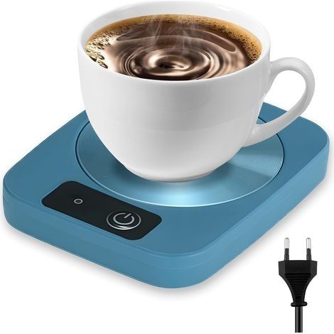 Chauffe-Tasse pour Café, 55℃ Tasse Intelligente, Panneau en Aluminium, Compatible avec Diverses Tasses, pour Bureau et Maison, Maintient Votre Boisson Chaud - Bleu (1/5)