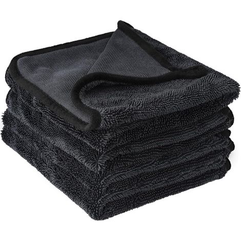 Lot de 4 Chiffons Microfibre Voiture, Chiffons de Nettoyage en Microfibre,Extrêmement Absorbants, pour Voiture, Moto, Vélo, Salle de Bain et Douche ,Séchage Rapide, Multi-Usages 40 x 60 cm (1/5)