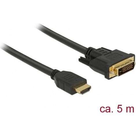 DELOCK Kabel HDMI DVI 24+1 bidirektional 5.00m schwarz (85656)