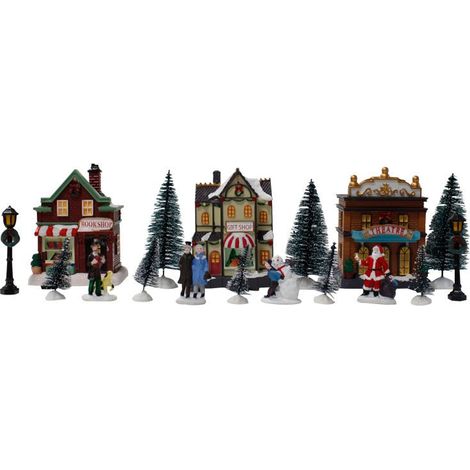 Village de Noël Lumineux LED, set de 3 maisons et accessoires - SILUMEN (1/4)