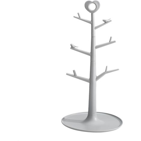 Küchen-Organizer mit Becherhalter – 36 cm graues Regal mit Abtropfschale für Tassen und Schmuck (PP) (1/5)
