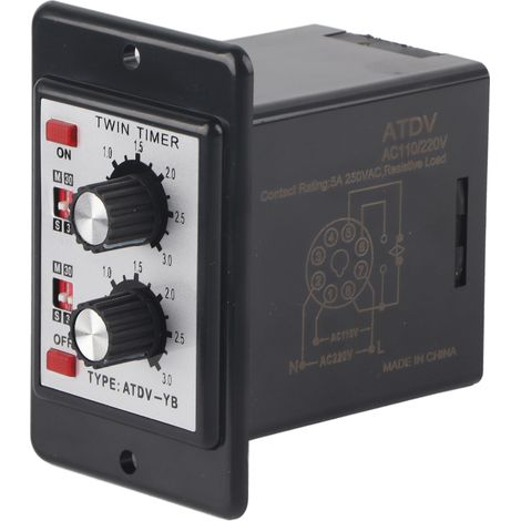 Haofy ATDV-YB Relais temporisé AC110V/220V 50/60 Hz avec Plusieurs Combinaisons de Temps, Commutateur Dip pour Différentes Plages, pour la Domotique