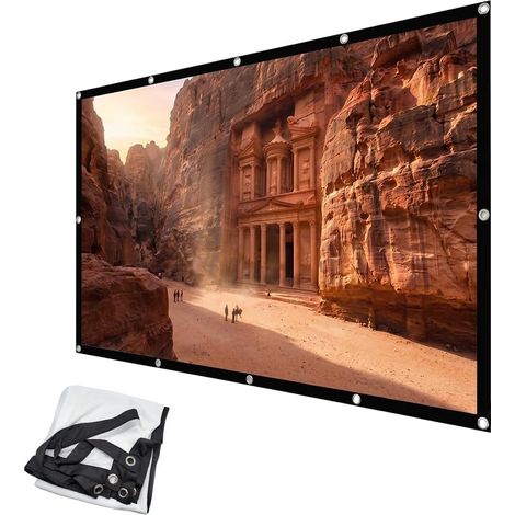 Écran de Projection Pliable Portable 100 Pouces 16:9 HD, 221 x 125 cm，Double Face Anti-Plis Compatible Vidéoprojecteur, Idéal pour Cinéma Maison, Soirée Cinéma et Usage Commercial (1/5)