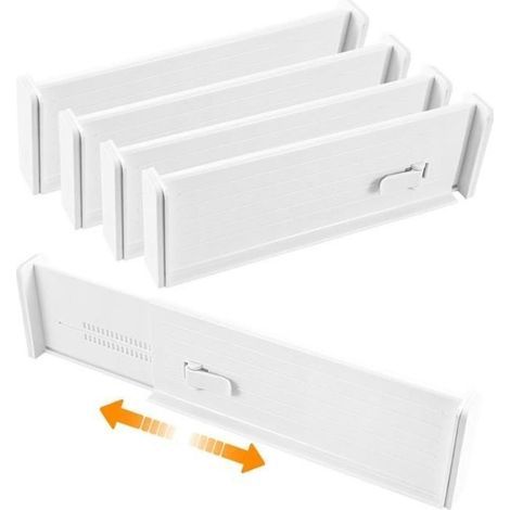 (Weiß) 4-teiliger, verstellbarer Schubladeneinsatz, 26,5–46,5 cm, Schubladenorganizer für die Küche – Aufbewahrungsbox im modernen Stil (1/5)