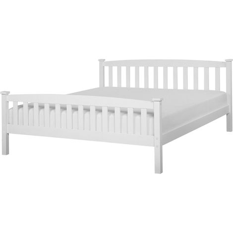 Letto in Legno Bianco con Rete a Doghe Design Classico 160 x 200 cm Giverny
