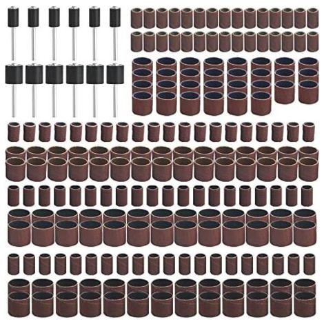 Lot de 252 Jeu ponceuses à tambour y compris 180 240 320 600 Grits tambours ponçage avec mandrins pour outil rotatif Dremel - (1/5)