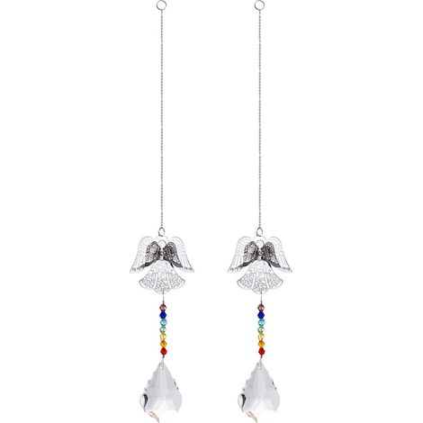 Crystal Ball Suncatcher Rainbow Chakra With Beads - Window Decoration Set Of 2 (1/5)