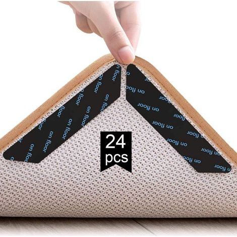 24 Fixe Tapis, Anti-Dérapant Coin, Réutilisable Plastique Dur Pour Parquet, Carrelage, Marbre (1/5)