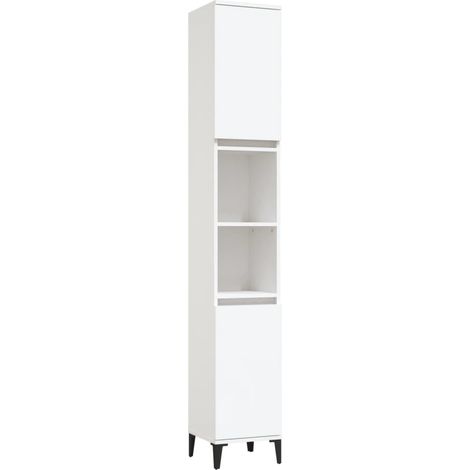 Maison Exclusive - Armadietto da Bagno Bianco 30x30x190 cm in Legno Multistrato