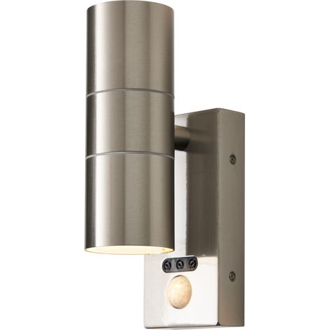 Litecraft Kenn Wall Light Outdoor Up Down Fitting With Sensor - Stainless Steel (1/4)
