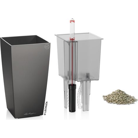 LECHUZA MINI-CUBI Komplettset anthrazit metallic (1/3)