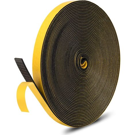 Self Adhesive Door Weather Strips Window Seal Rubber Seal Strip Anti-Collision Soundproof Waterproof Dustproof 12x1.5mmx10M Black (1/5)