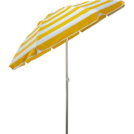Ombrellone per Giardino 2x2 m Inclinabile Giallo Bianco Sacca Tessuto (1/4)