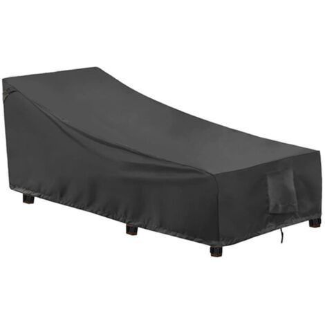 2-Piece Garden Lounge Chair Cover, 400D  Fabric, Windproof, UV-Resistant Sun Lounger Protective Cover with Ventilation Grilles, Patio Lounge Chair Cover (208x76x79/41cm) (1/4)