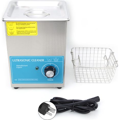 2L Réservoir Acier Inoxydable Nettoyeur Ultrasonique Industriel avec Minuteur pour Bijoux Lunettes 110V États-Unis (1/5)