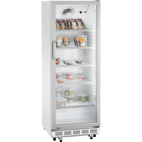 Vitrine réfrigérée 360 Litres positive, 1 porte vitrée, sur roulettes, blanche, 225 W, 230 V - MONO (1/4)