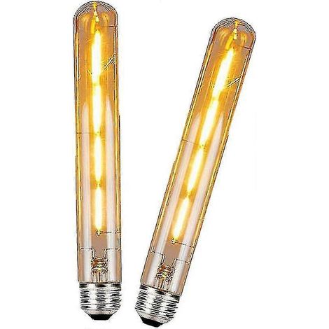 Confezione da 2 lampadine LED tubolari lunghe T30 E27, stile retrò vintage Edison, 4W (sostituiscono una lampadina alogena a vite da 40W), filamento LED T30, luce calda. - AquaForge (1/4)
