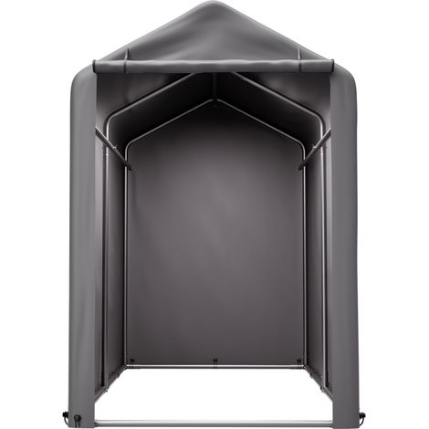 Garage pour vélo 187x100x160 cm cadre en acier noir avec bâche PE gris foncé résistante aux intempéries (1/5)