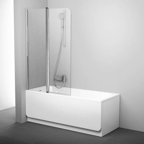 Ravak Chrome - Badewannenabtrennung CVS2, zweiteilig, links, 99x150 cm, Aluminium glänzend/Glas transparent 7QLA0C00Z1