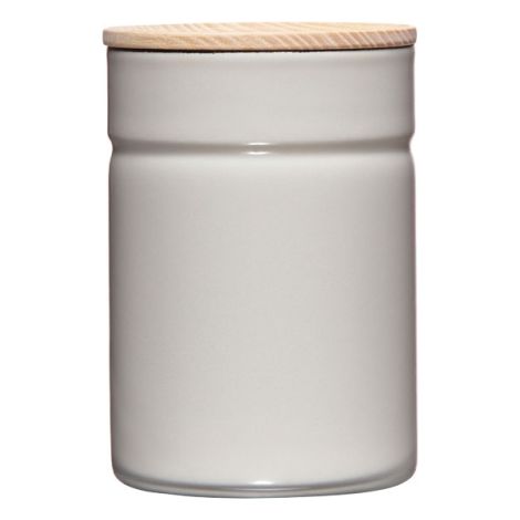 Riess tarro de almacenaje con tapa de madera Ø8cm H 12cm 525ml esmalte gris claro