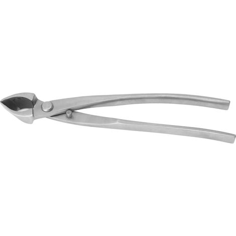 Coupe-branches concave pour bonsaï, en alliage chromé, à bords biseautés et arrondis, idéal pour le jardinage. (1/5)