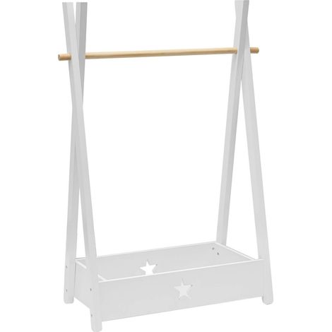 Rebecca Mobili Appendiabiti Bambini Guardaroba Montessori bianco MDF Pino con Ripiano