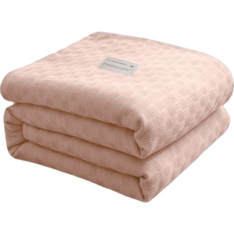 Couverture Thermique - Coton Longue Fibre - 200 x 150 cm - Pour Lit Canapé ou Sofa - Respirante Toute Saison - 1 Pièce - Rose Clair (1/5)