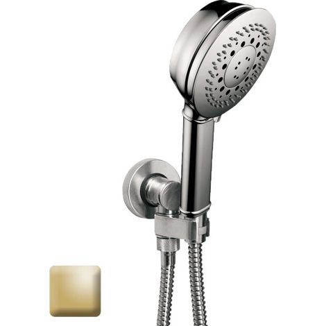 Ensemble sortie murale avec support orientable, flexible 150, douchette CLASSIC 3 jets Or - Bossini C17003C021 (1/2)
