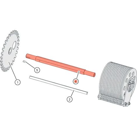 Welle für Drehrost Pe mit Passfedernut Sechskant 22mm  St37K  Länge 351mm - 010-1751-06