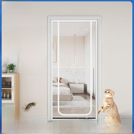 Rideau De Porte Avec Fermeture Eclair - Filet Anti-Insectes Et Anti-Fugue Pour Animaux - Pour Balcon Porte Ou Fenêtre - 1 Pièce (1/4)