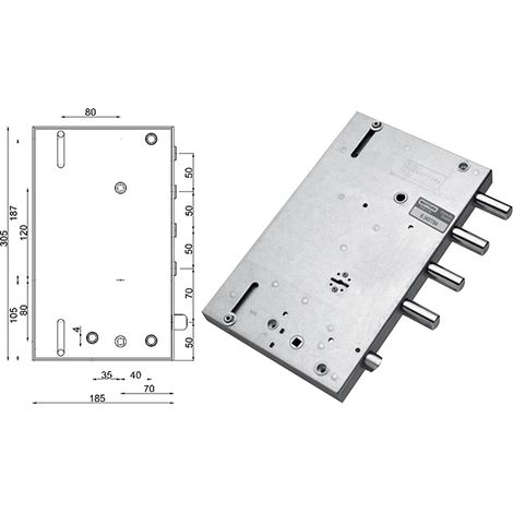 Serratura porta Blindata Dx B 89.561.GD3 MOTTURA