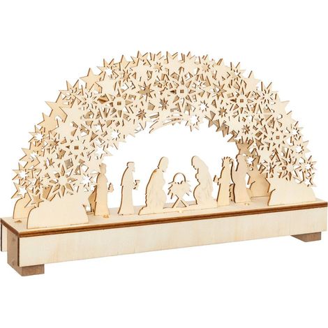 Cuna 8 LED H.19cm con 9 santons - Feeric lights & christmas