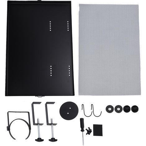 Étagère de lit avec porte-gobelet, acier carbone noir, design suspendu avec crochets, rangement pratique pour dortoir et chambre (1/5)