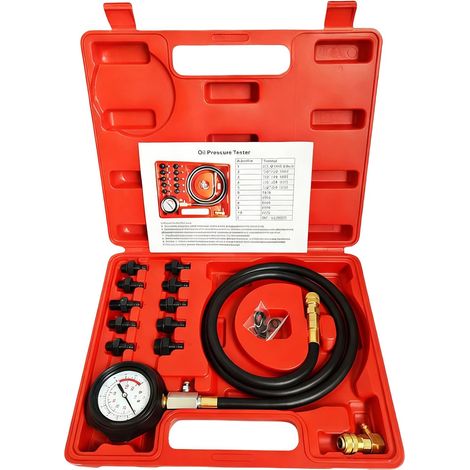 Kit de testeur de pression d'huile GBKDQQ, Manomètre d'huile 0-140 PSI, Outil de testeur de pression d'huile, Testeur de compression de cylindre de moteur pour système de carburant, convient pour (1/5)