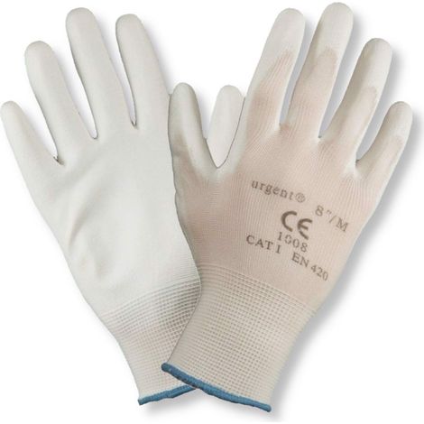 Guantes de trabajo blancos Drogos, paquete de 12 unidades