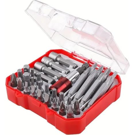 Lot de 34 embouts de tournevis, hexagonaux à fente multifonctionnelle, embouts de tournevis multi-tailles avec étui de rangement pour réparation